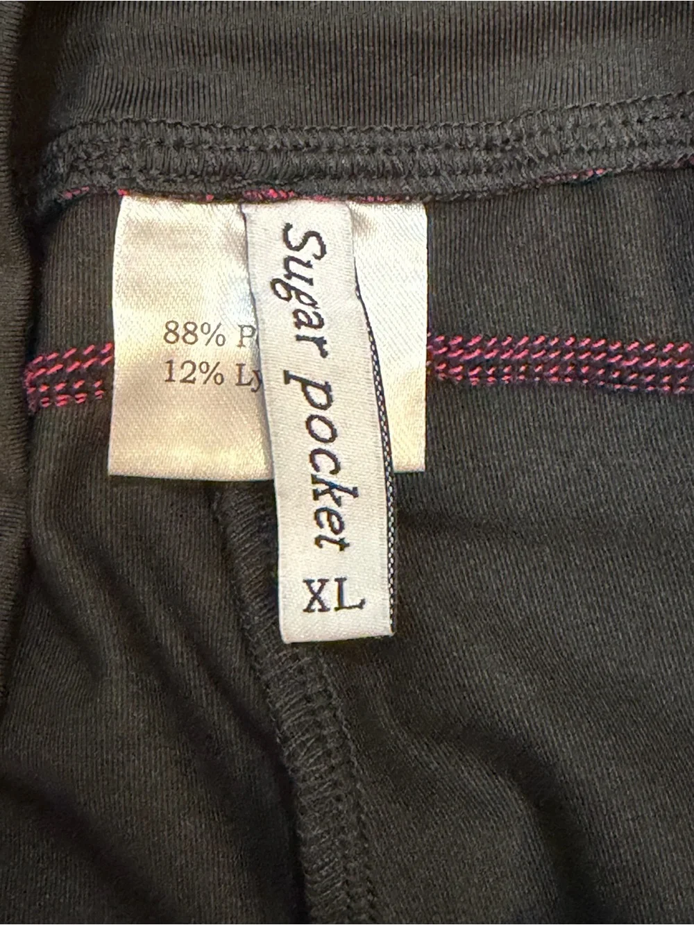 Sugar Pocket Girls Black Pink Colorblock Athletic Capri Leggings XL